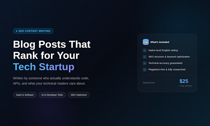 write SEO blog posts for your tech startup or saas product