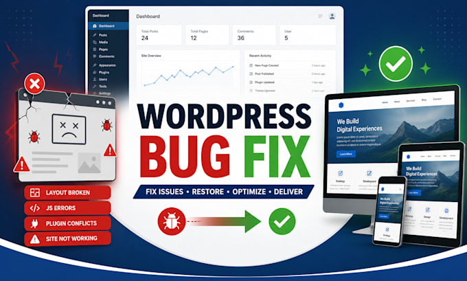 fix wordpress errors, bugs and layout issues