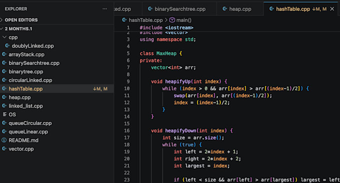 debug your cpp code and explain data structures with diagrams