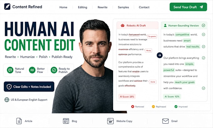 edit ai content, rewrite and humanize your article