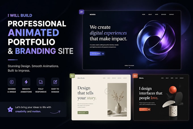 create a professional portfolio website, resume website, and landing page