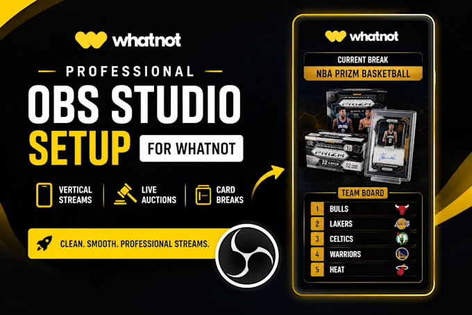 setup obs studio for whatnot vertical streams, auctions, and card breaks