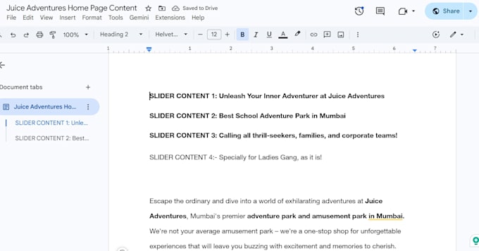 write website copy and landing page content