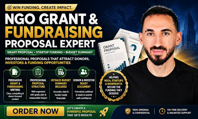 write ngo grant proposal, startup fundraising proposal, and budget summary