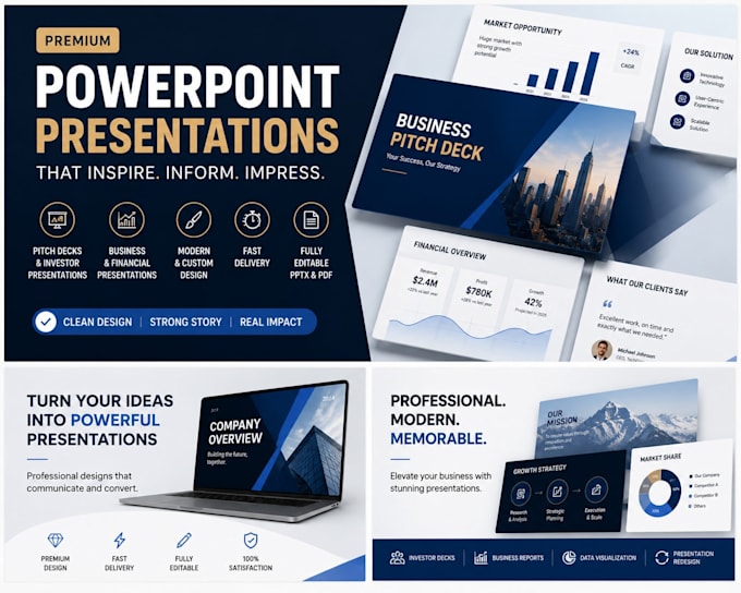 design a modern pitch deck presentation