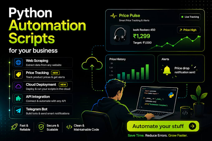build a python automation script, web scraper, or telegram bot