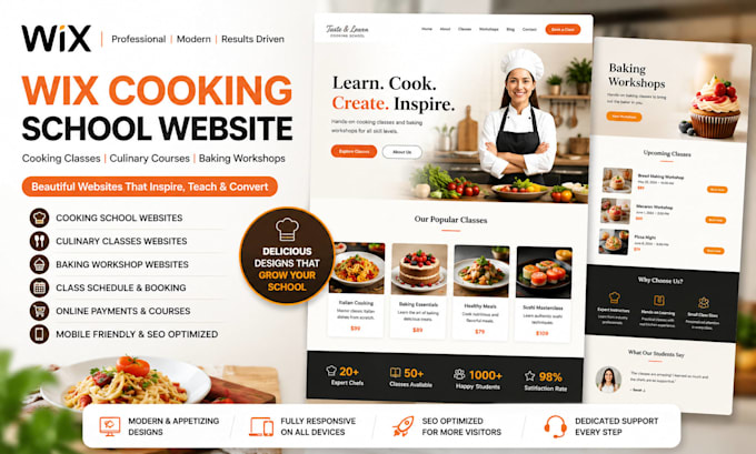 design wix cooking school website culinary classes baking workshop website