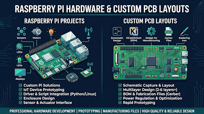 raspberry pi hardware projects and custom pcb layouts