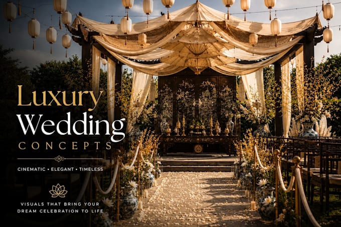 create cinematic luxury wedding concept visualizations