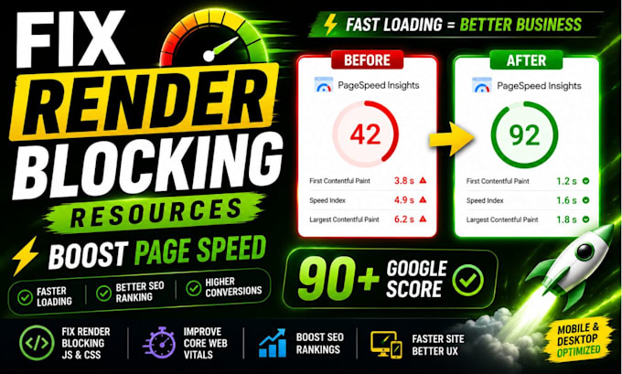 fix render blocking scripts and improve google pagespeed score