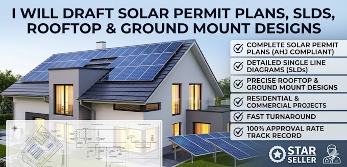 draft solar permit plans, slds, rooftop and ground mount designs