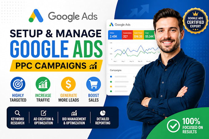 setup and manage your google ads adwords PPC campaigns
