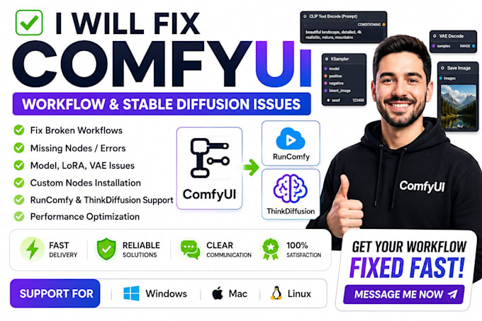 fix comfyui workflow, comfy ui stable diffusion, think diffusion runcomfy