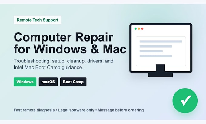 provide remote computer repair and tech support for windows and mac