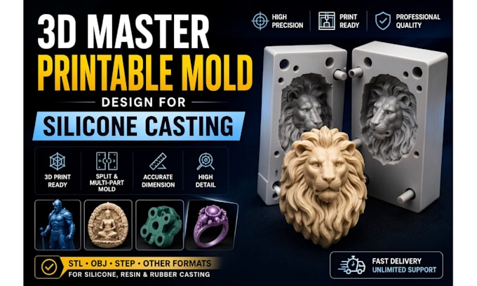 create 3d master printable mold design for silicone casting