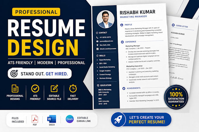 design professional canva resume for students and freshers