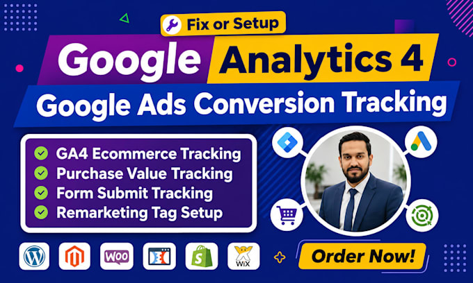 setup ga4, ecommerce tracking, events tracking and google ads conversion