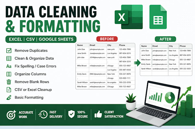 do professional data cleaning and formatting in excel