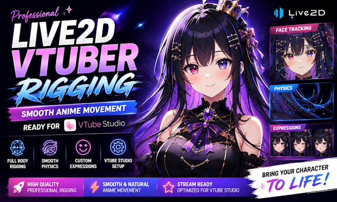 rig live 2d vtuber model live2d rigging anime vtuber commission for vtube studio