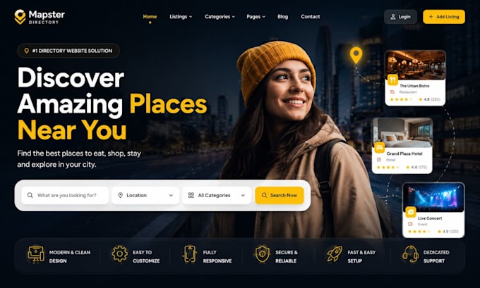 design brilliant directory website, geodirectory website, business directory web
