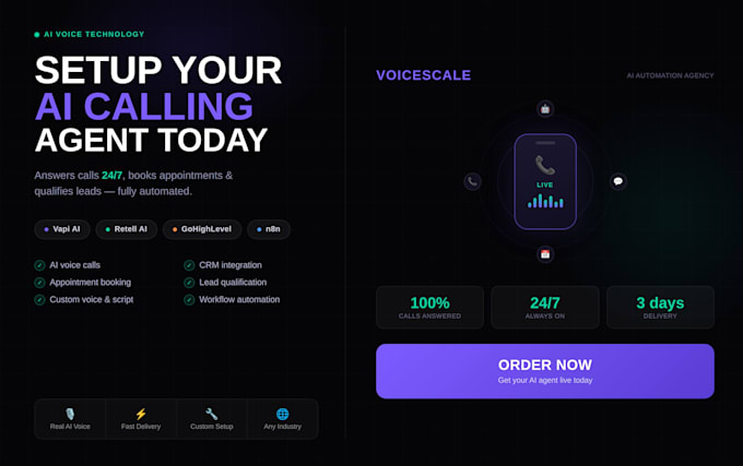 build ai voice agent ai calling  ai  voice receptionist agent n8n ghl automation