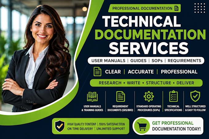 write technical documentation software user manual API guide and requirement doc