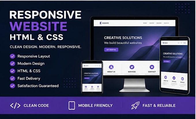 create a responsive HTML and CSS website or landing page