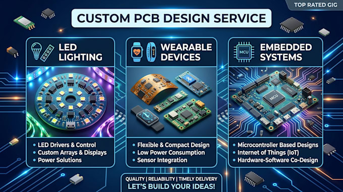 design custom pcb for led lighting wearable and embedded systems