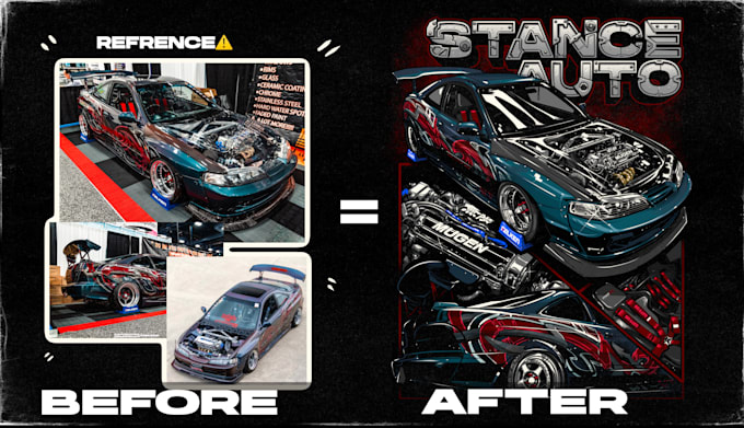 create costume car illustration with aggressive car
