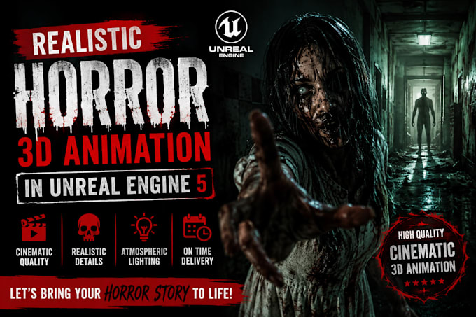 make a realistic 3d horror animation in unreal engine 5