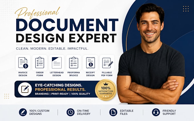 design digital invoice, order form, letterhead, proforma, receipt, fillable pdf