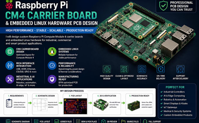 create raspberrypi cm4carrier board and embedded linux hardware for smart system