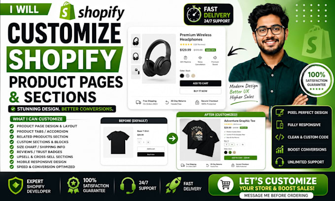 customize shopify product pages and store sections professionally