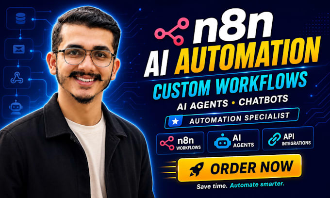 build n8n ai automations, custom workflows, ai agents, and chatbots