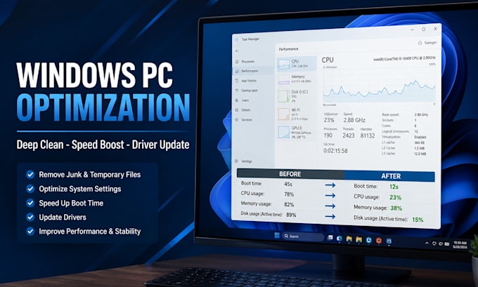 windows PC deep clean and performance optimization