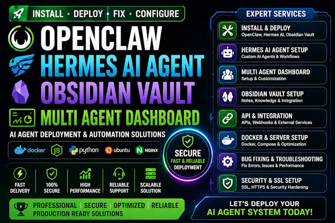 fix install deploy openclaw hermes ai agent obsidian vault multi agent dashboard