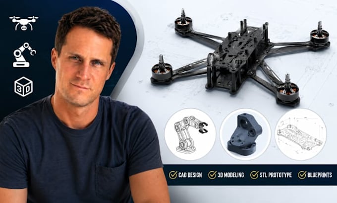 drone cad, uav blueprint, robotics stl prototype, frame drawing expert procad