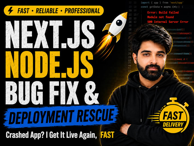 fix nextjs and nodejs bugs and deployment errors fast