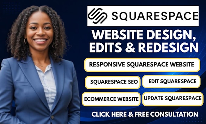 edit squarespace website design rebuild create make fix redesign squarespace seo