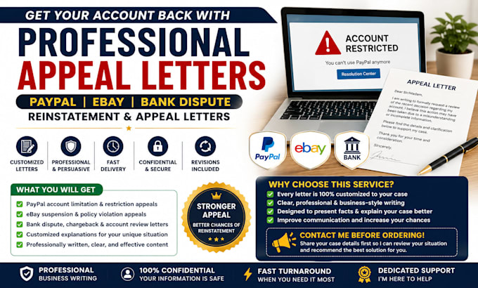 write paypal ebay bank dispute reinstatement