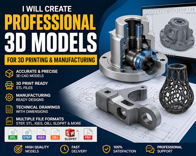 create professional 3d models for 3d printing and manufacturing