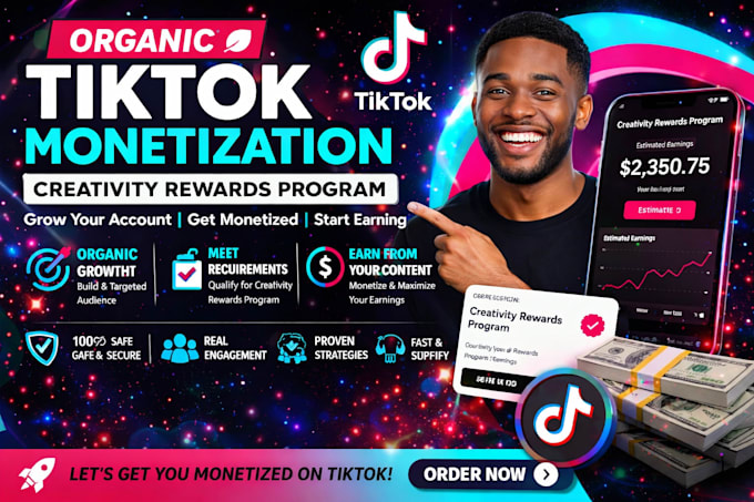 do complete tik tok monetization organically, creator rewards program account