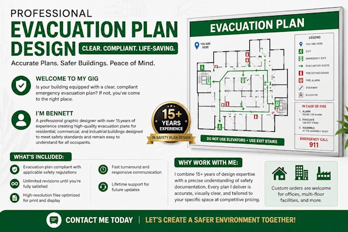 design fire emergency evacuation plan, map diagram