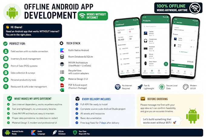 build an offline android app with kotlin and room database