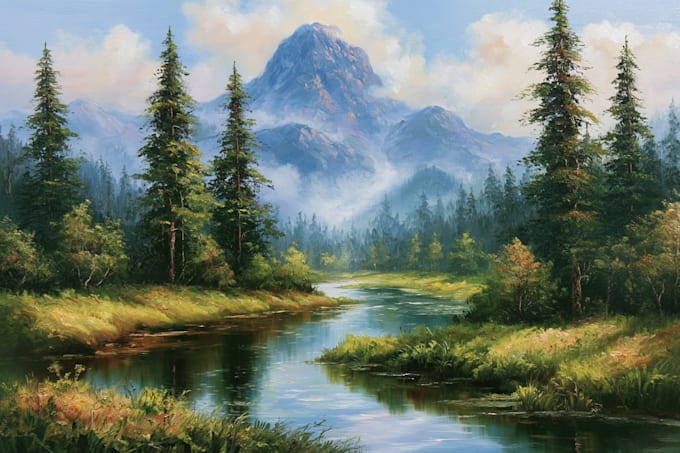 digitally oil painting landscape
