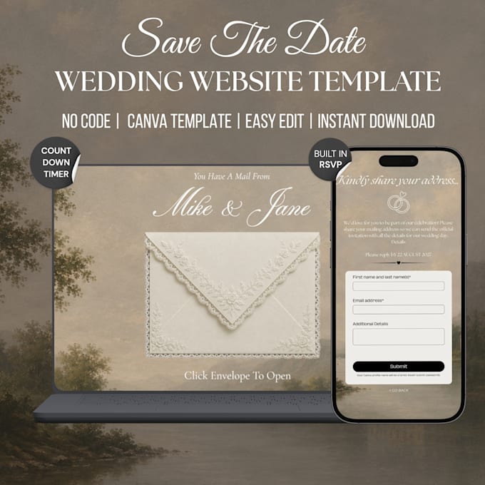 design wedding website invitation with rsvp
