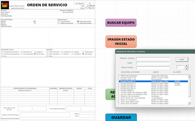 do an excel with formulas and vba