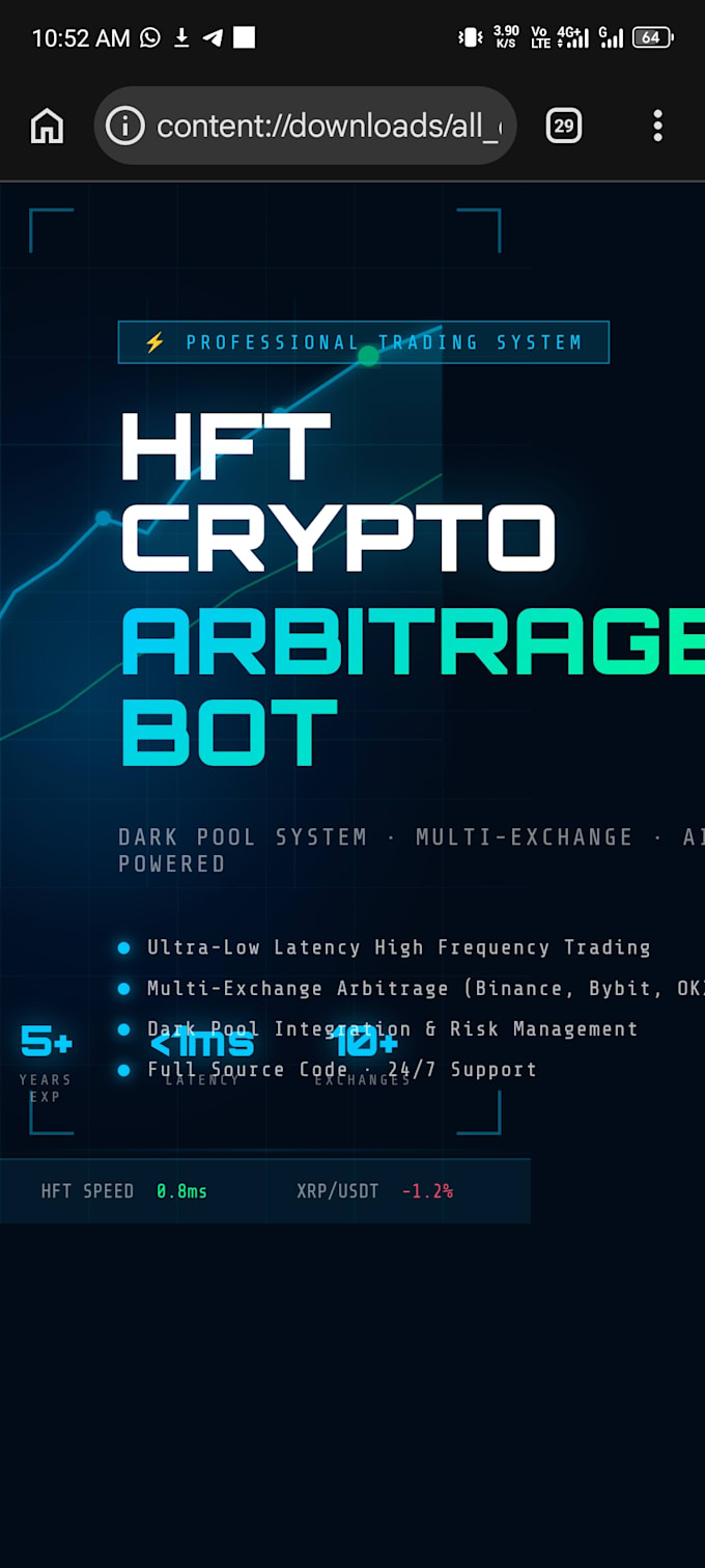 develop a professional hft crypto arbitrage bot and dark pool system