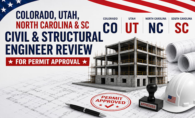 do colorado, utah, north caroline sc civil structural engineer review for permit