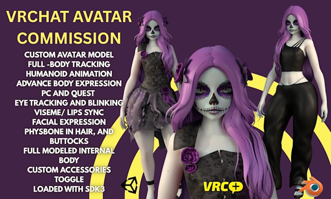 make custom furry vrchat avatar with accessories, rigging and sdk3 upload